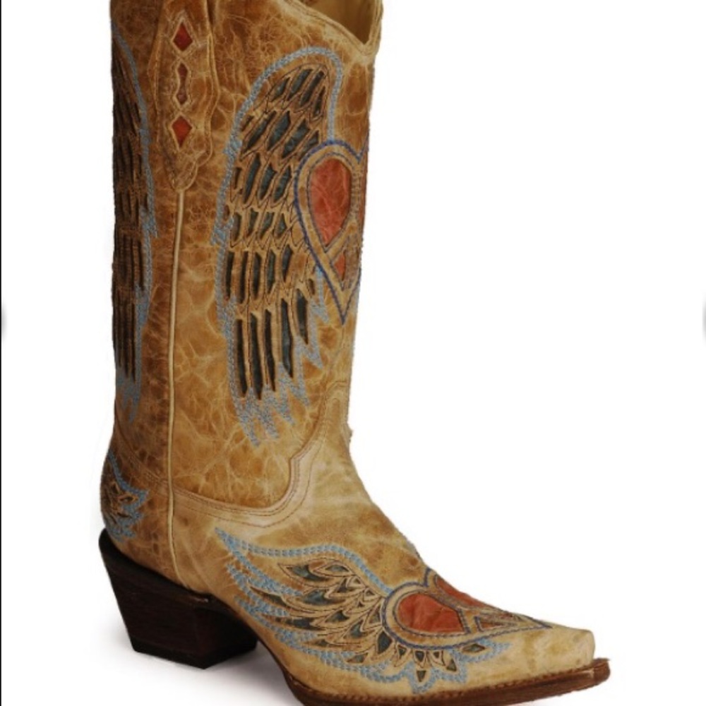 Corral Heart Angel Wing Cowgirl Boots - Snip Toe